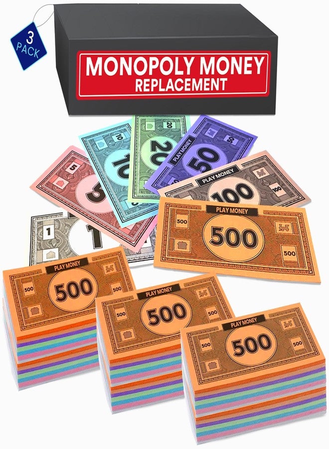 oreven Play Money Compatible for Monoply Money 60 Each Bill Denomination, Mixed Colors: $1, $5, $10, $20, $50, $100, and $500 (3 Set) - Image 1